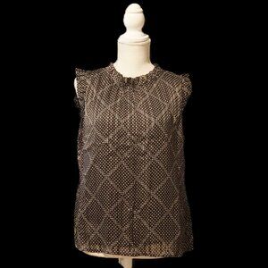 J. Crew Black with White Polka-Dot Sleeveless Blouse Women’s Medium